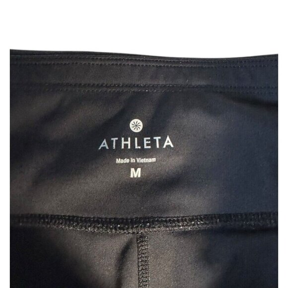 Athleta Graphic Floral Sonar Capri Women’s Sz M Black Leggings Zip Pocket - Picture 5 of 10